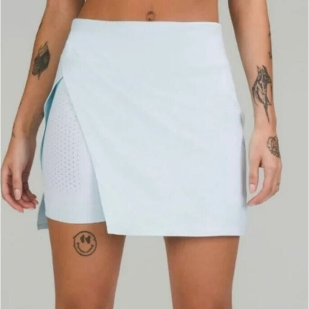 RARE Lululemon Super High Rise Tennis Skirt Side-Slit Powder Blue Sz 6